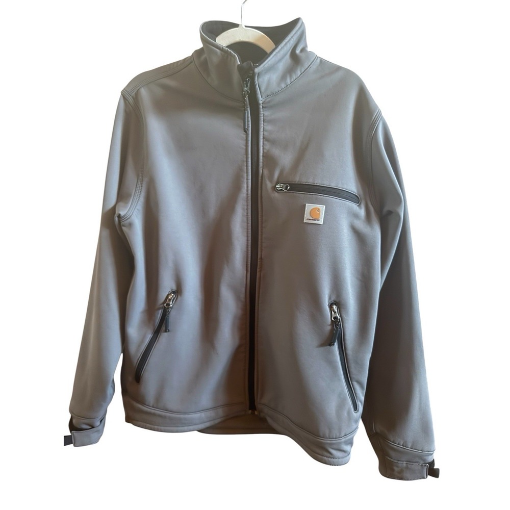 Carhartt Crowley Grey Softshell Jacket Men's‎ Medium Black Fleece Lining Logo